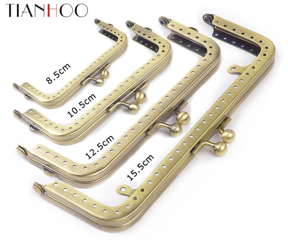 8.5cm Metal Purse Frame  Square  Handle for Clutch Bag Handbag Accessories Making Kiss Clasp Lock Antique Bronze  HardwareDIY