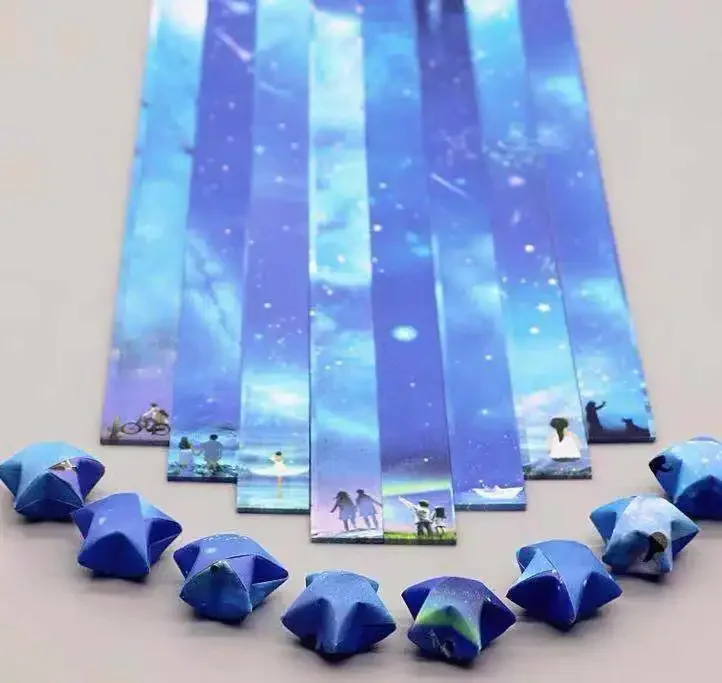 Outer Space Sky Origami Stars Paper - 8 Unique Designs for Crafting and Decoration