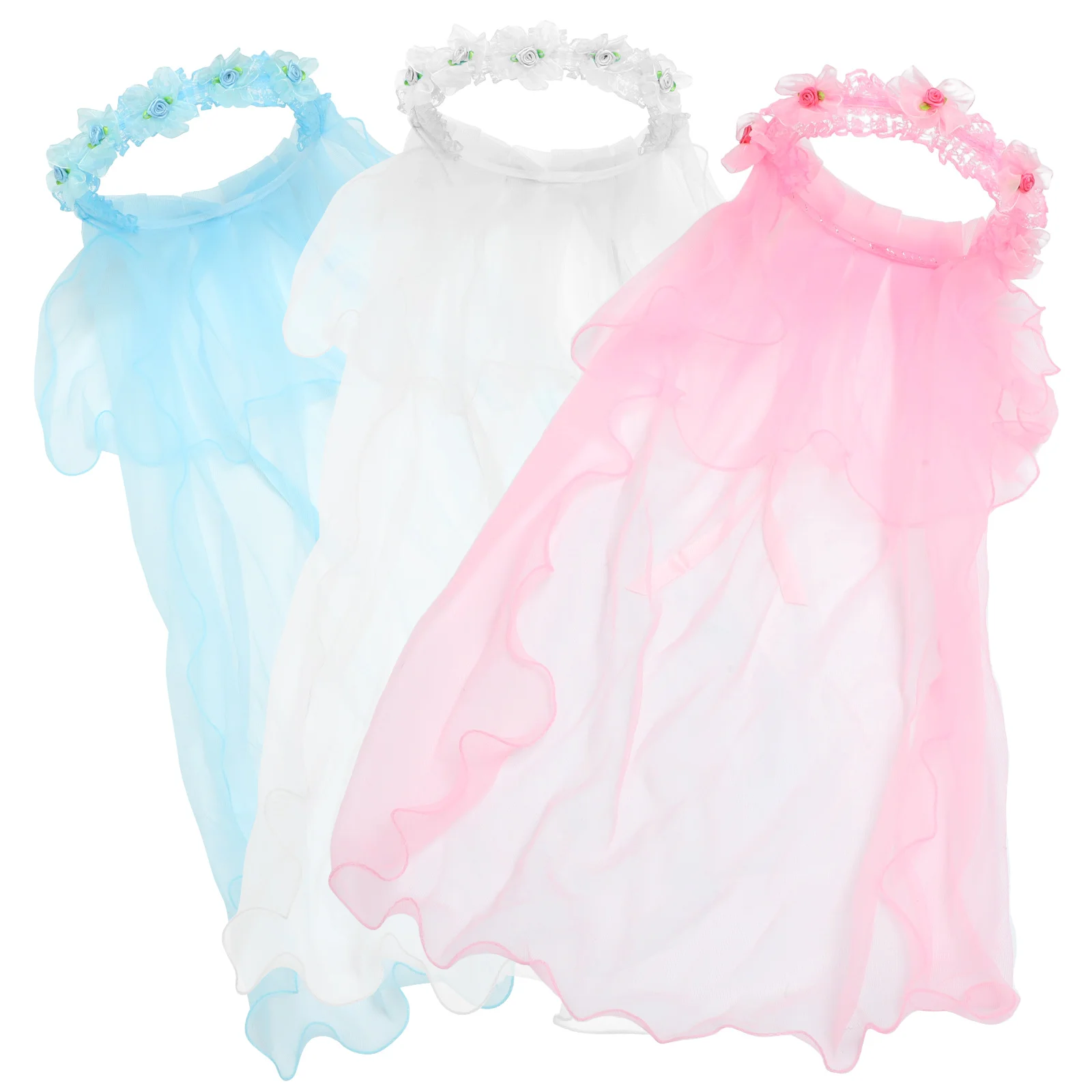 

3 Pcs Lace Headband Children Wreath Veil Wedding Headdress Girl Hair Princess Travel