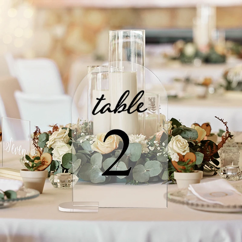 Description Picture 6 of item5Pcs Transparent Acrylic Table Place Card With Base Wedding Party DIY Decoration Blank Table Number Sign Guest Name Tag Supplies