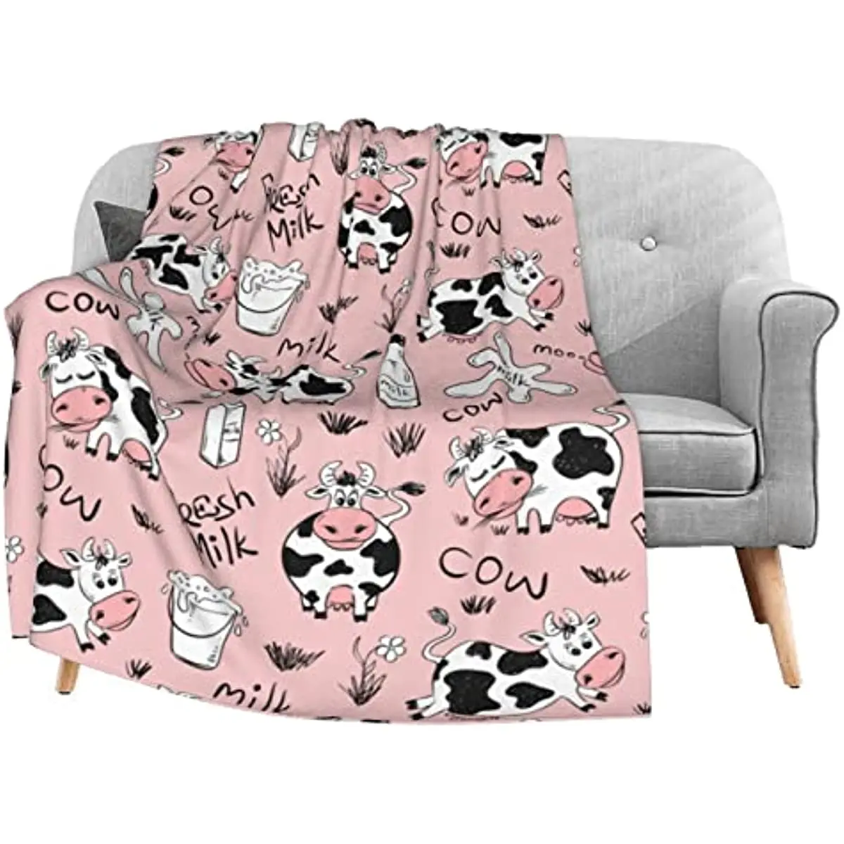 

Funny Animals Cow Milk Print Flannel Fleece Throw Blanket Living Room/Bedroom/Sofa Couch Warm Soft Bed Blanket for Kids Adults