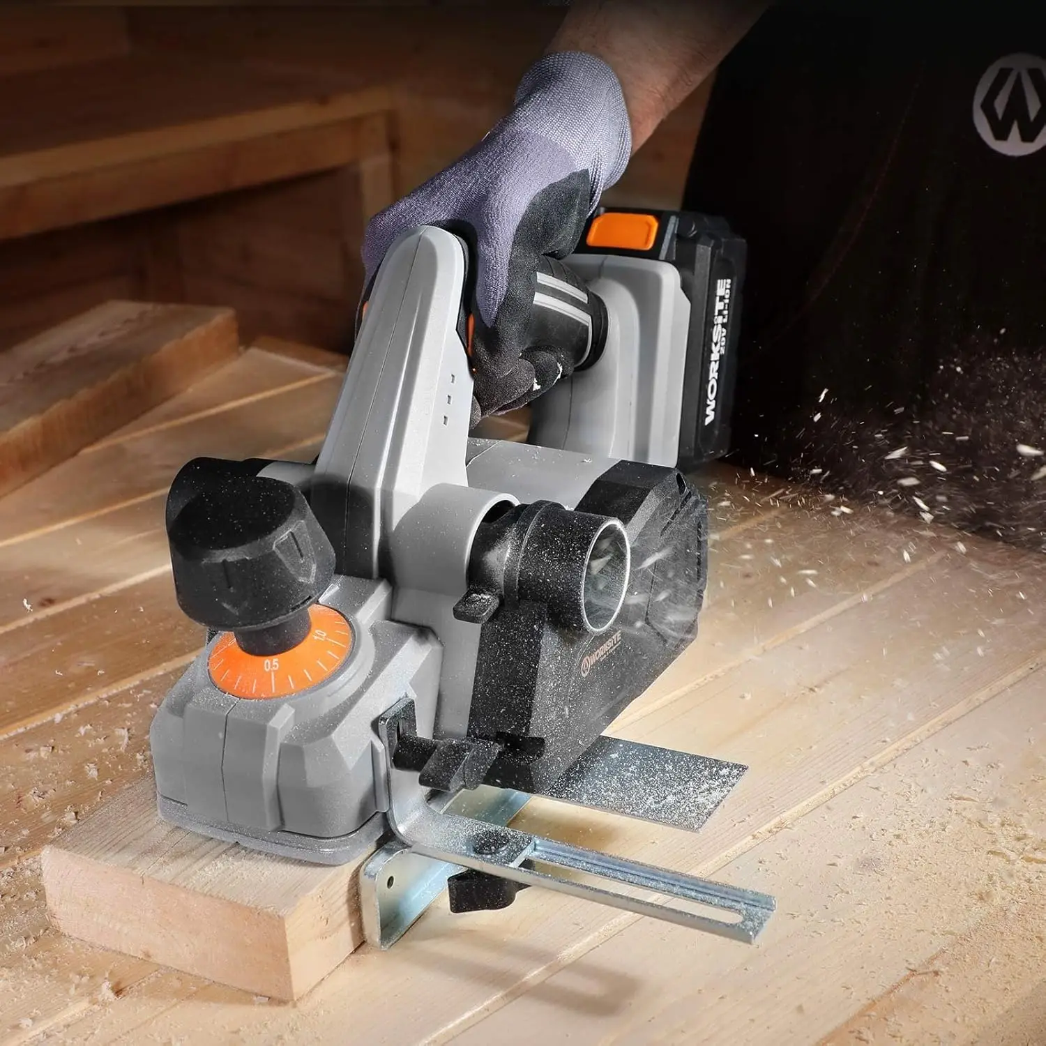 Hand Planer 20V Cordless 3-1/4-Inch Wood Planer with 4.0 Ah Lithium-Ion Battery Fast Charger Dust Collection Bag for Woodworking