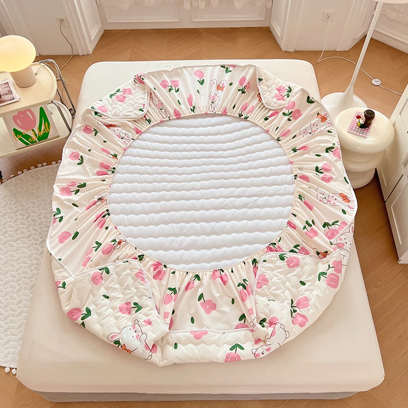 1pc Thicken Anti-mite Fitted Sheet With Elastic Band Non Slip Adjustable Mattress Cover For Double/Queen/King Bed 침대커버 Bed Cover 6