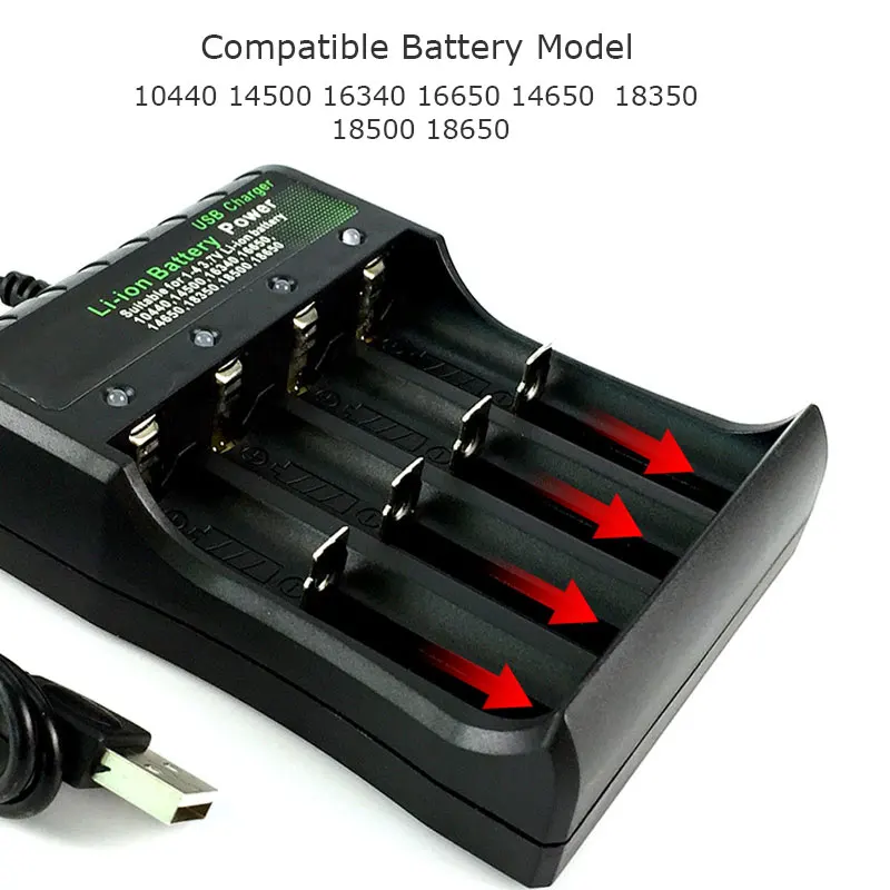 18650 Battery Charger Black 1 2 4 Slots AC 110V 220V Dual For 18650 Charging 3.7V Rechargeable Lithium Battery Charger_voghion.com