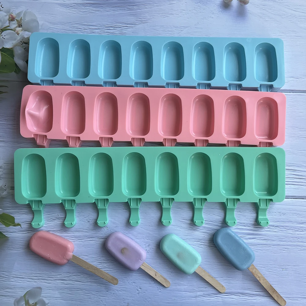 OvalShapedSiliconeIceCreamMoldDIYChocolateDessertPopsicle