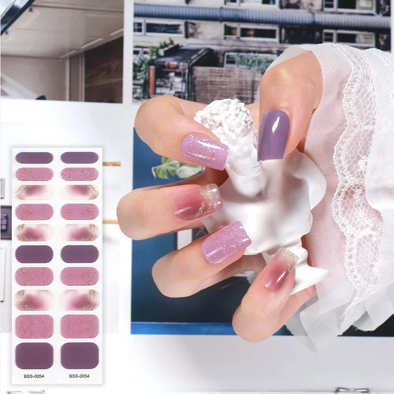 

20pcs/Pack UV Semi Cured Gel Nail Stickers Polish Strips Hot Popular Marble Designs Nail Art Make Up Set Gift Self Adhesive Wrap