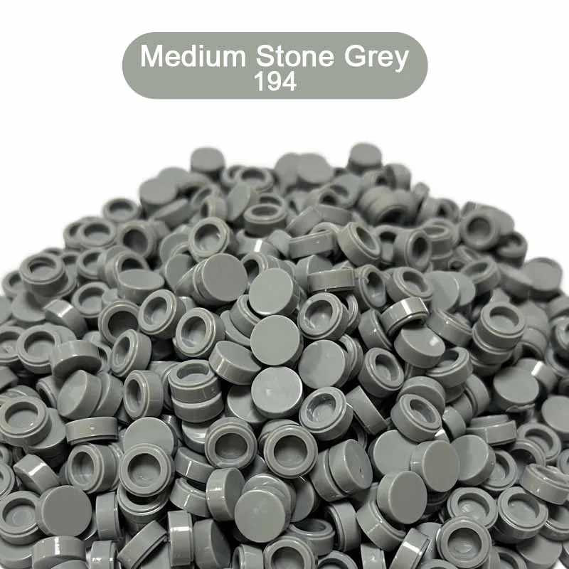 300PCS Grey Color Round Tile 1x1 98138 Building Block Part Brick for Kid Pixel Art Remix Painting QR Code Gift Children DIY Toy 4