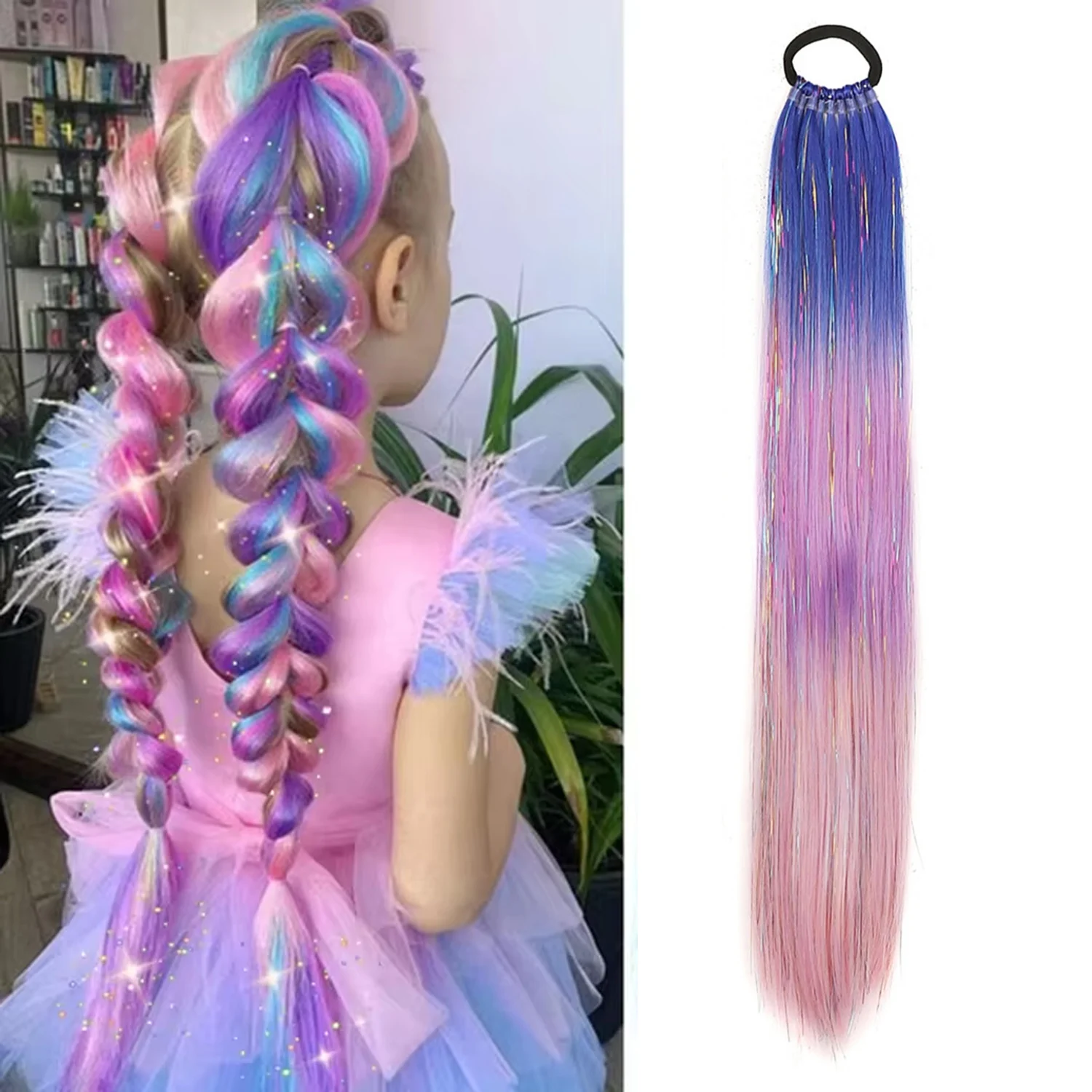 Ombre Festival Rave Hair Extensions in Purple, Pink, and White Tones