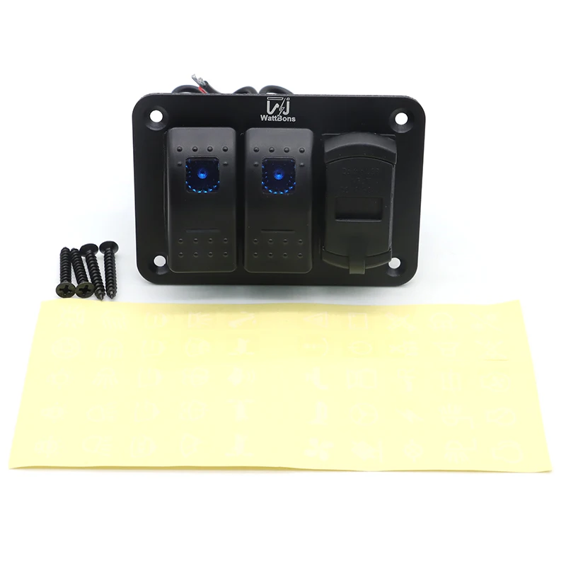 

Dc12-24v Waterproof IP65 3Gang Panel Combination Switch For Dual USB With Voltmeter For Vehicles And Ships