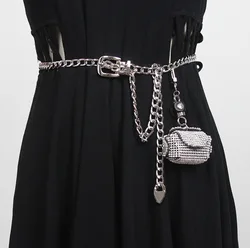 Women Belts Fashion Joker Flash Diamond Decoration Belt for Detachable Waist Chain Key Hanging Decoration Outside Waist Belt