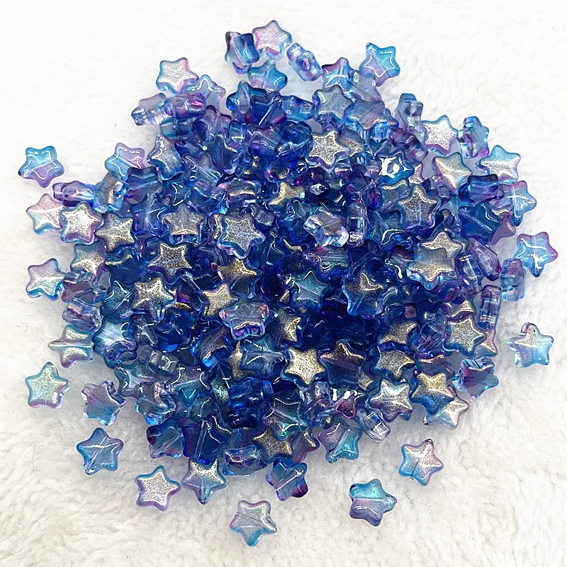 30pcs 8mm Iridescent Star Beads for DIY Jewelry and Crafting