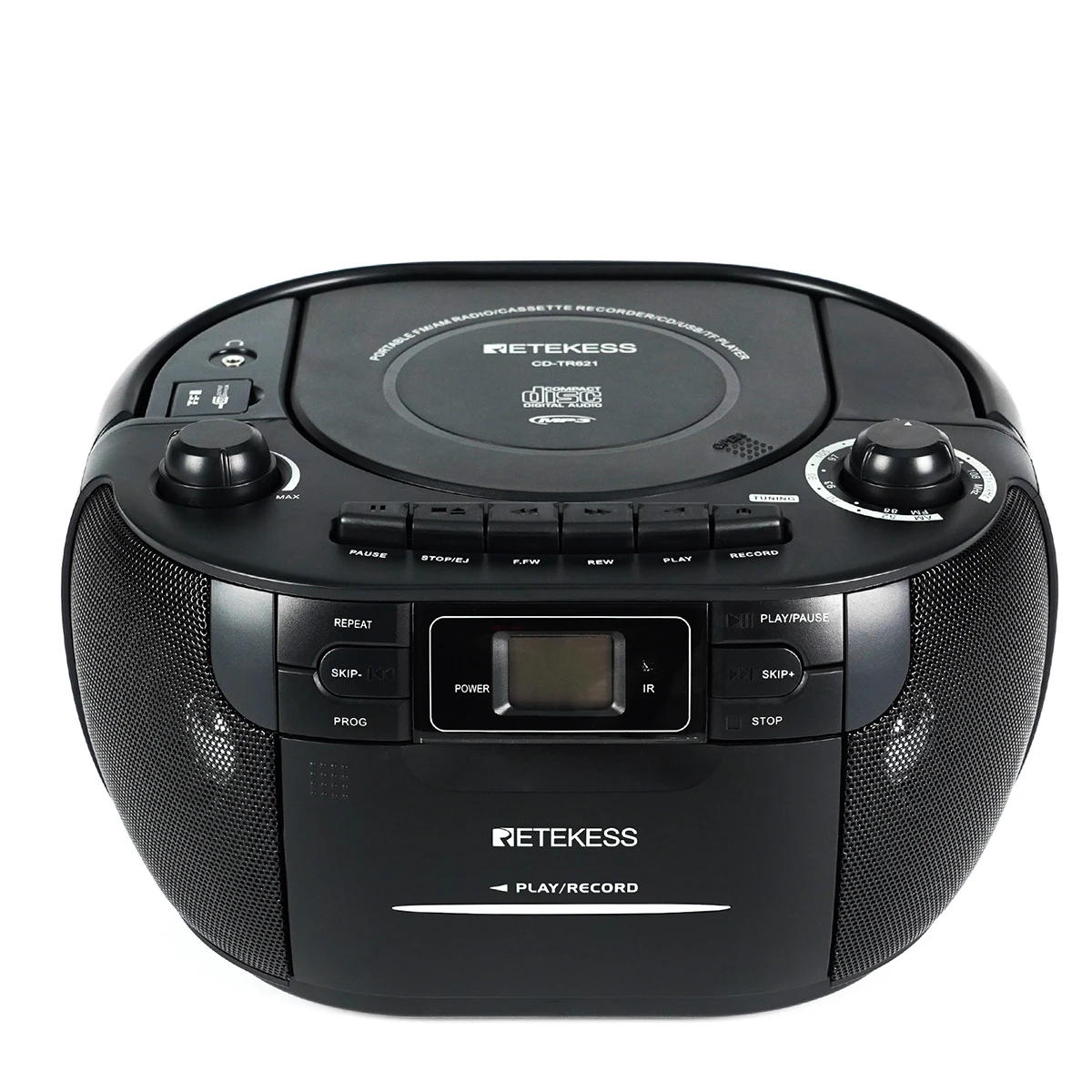 Retekess TR621 CD and Cassette Player Combo, Portable Boombox AM FM Radio,  Tape Recording, Stereo Sound with Remote Control, USB, Micro SD, for