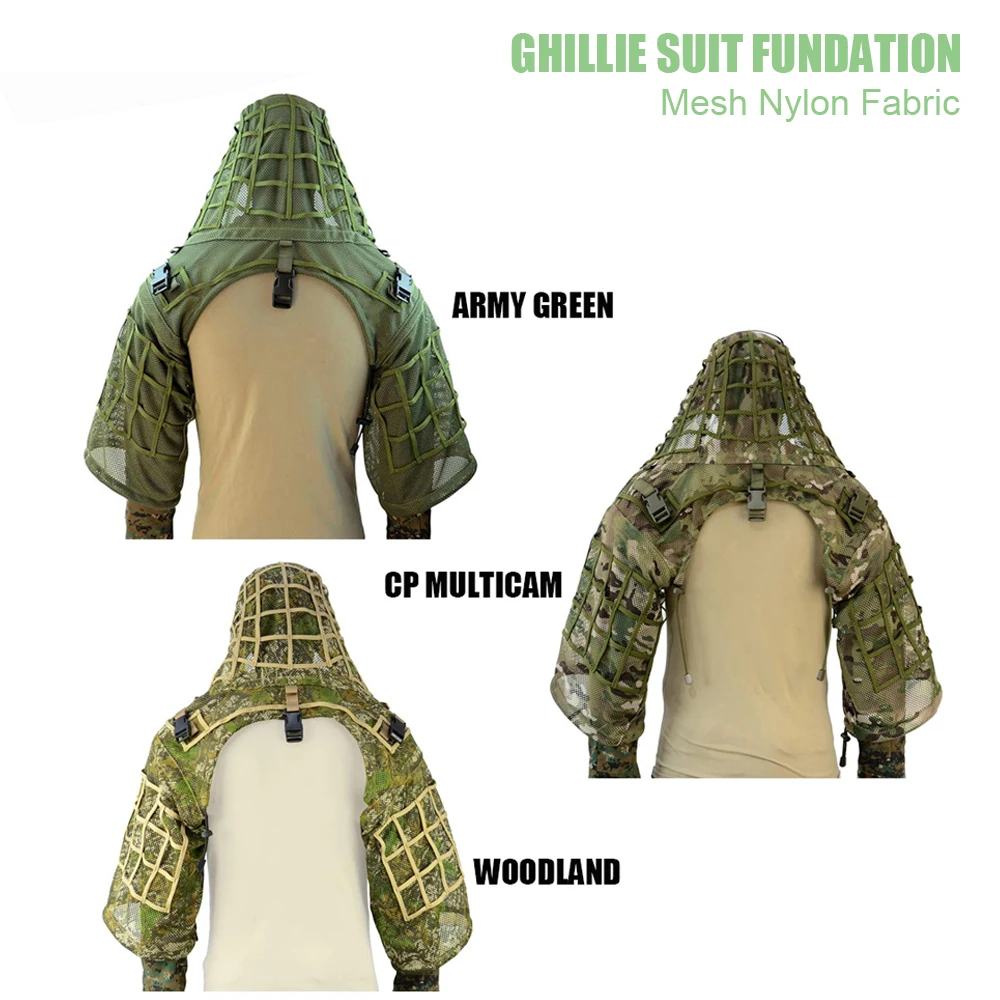 ROCOTACTICAL Sniper Ghillie Suit Foundation, Ripstop, Ghillie Viper Hood Camouflage Sniper Coat