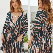 Robe imprimée à rayures colorées, nouveauté, col en v, cravate, manches longues, automne 2021 