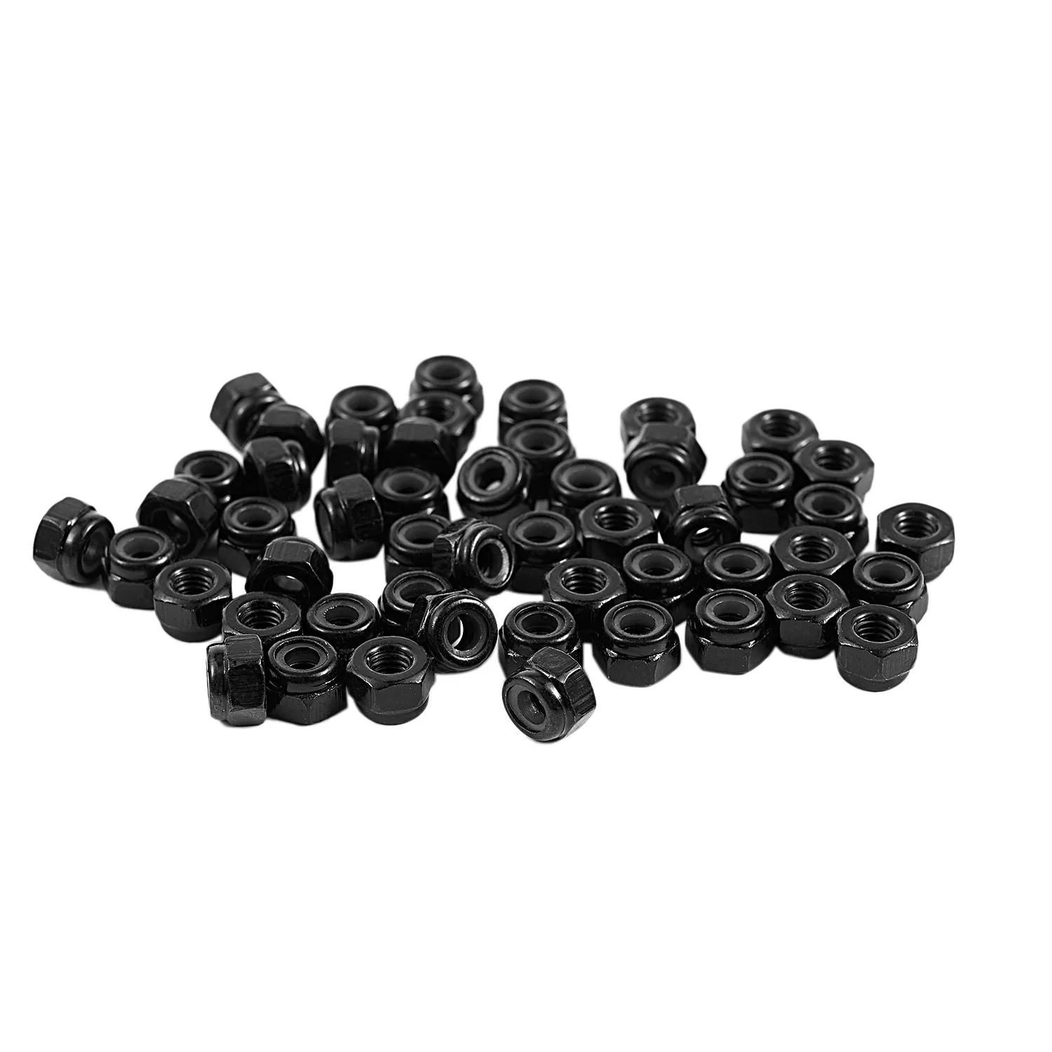 

M2.5x0.45mm Zinc Plated Nylon Insert Hex Lock Nuts Black 50pcs