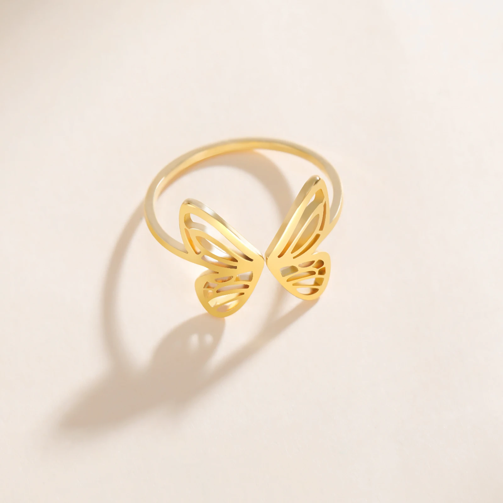 Skyrim Open Butterfly Ring Stainless Steel Gold Color Women Aesthetic Finger Rings Kpop Fashion Wedding Jewelry Gift finger ring wedding rings stainless steel ring wedding ring gold color ring gold color rings opening ring