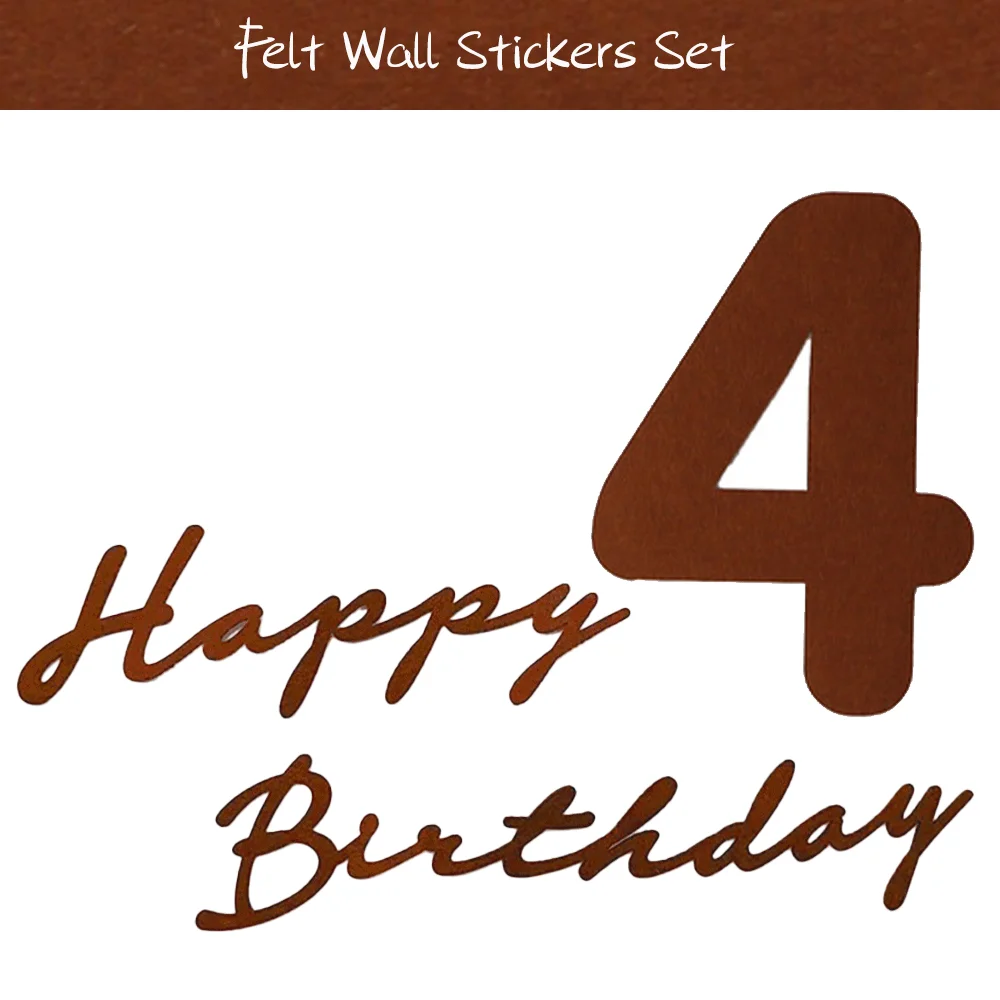 Ins Style Kaffeefarbe 0-9 Zahlen Filz Wandaufkleber Alles Gute zum Geburtstag Hut Flagbanner Ballon Babyparty Kindergeburtstag Party Dekor – Detail 13