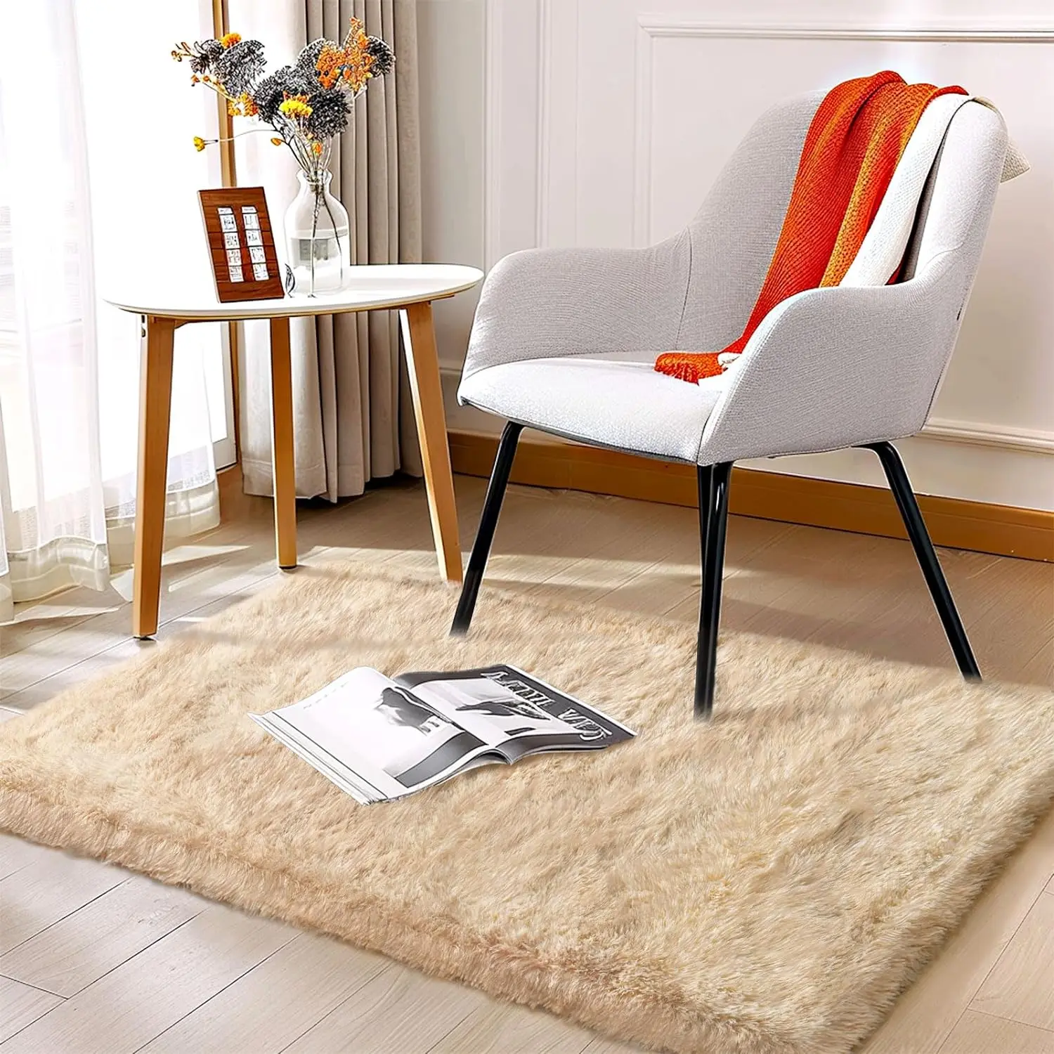 VIKAMA Scandinavian Tie-dye Gradient Silk Wool Home Decor Carpet Living Room Bedroom Fluffy Should Not Lose Hair