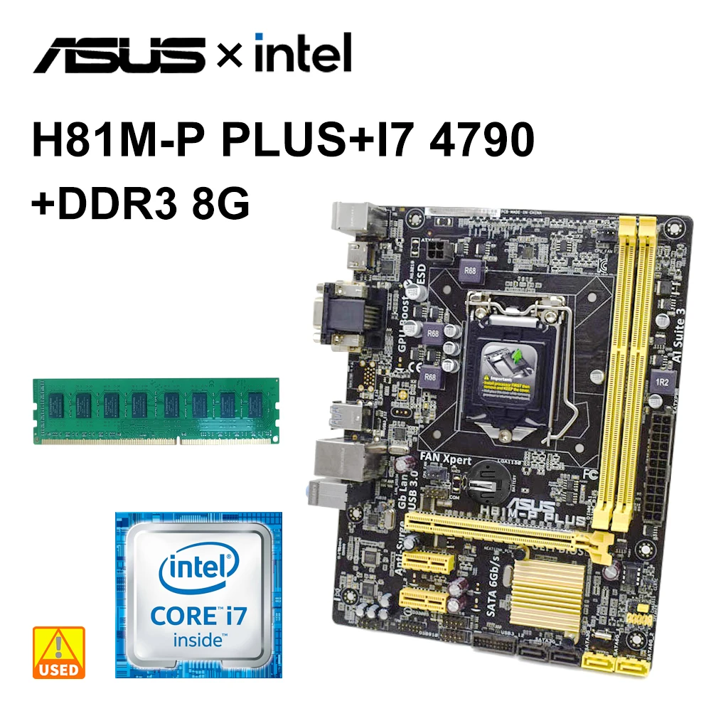 1150-Motherboard-kit-ASUS-H81M-P-PLUS-with-i7-4790-DDR3-8G-Intel ...