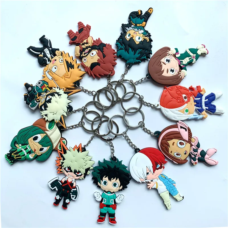 Cute Anime My Hero Academia Key Ring Silica gel Key Chains Key Holder Kids Accessories Trinkets