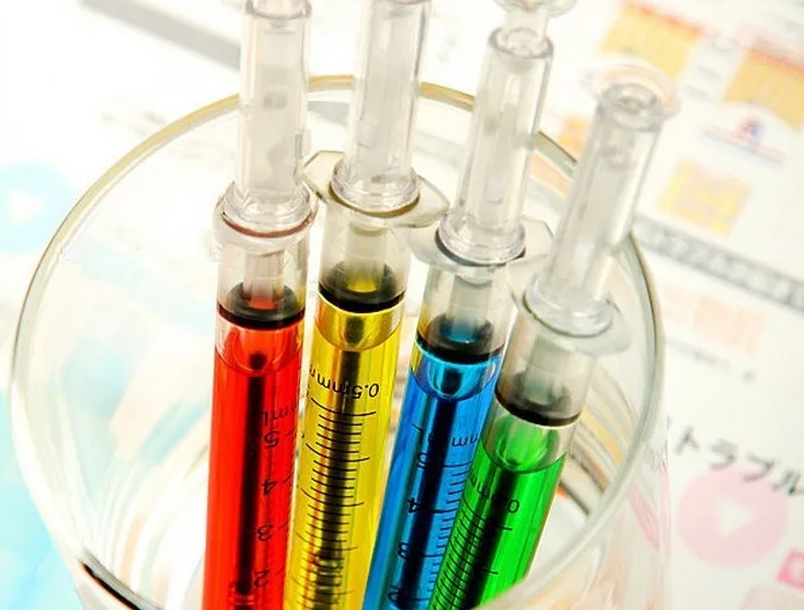 Wholesale free shipping New Creative Korean Style Syringe/pin tube Ball point pens promotion Gift pen Can Print LOGO MOQ 1000pcs |