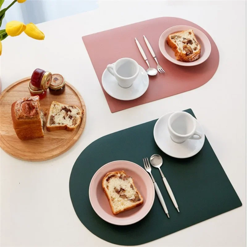 Double layer PU Placemats for Table Waterproof Non-Slip Insulation Leather Place Mats Set Coaster Set Cup Wine Mat Tableware Pad