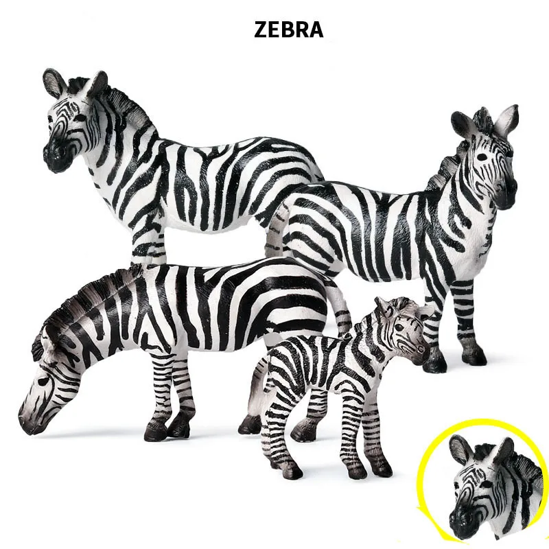 

New Styles Original Wild Animals World Zebra Famliy Model Action Figurines Miniature Collection Toy For Kids