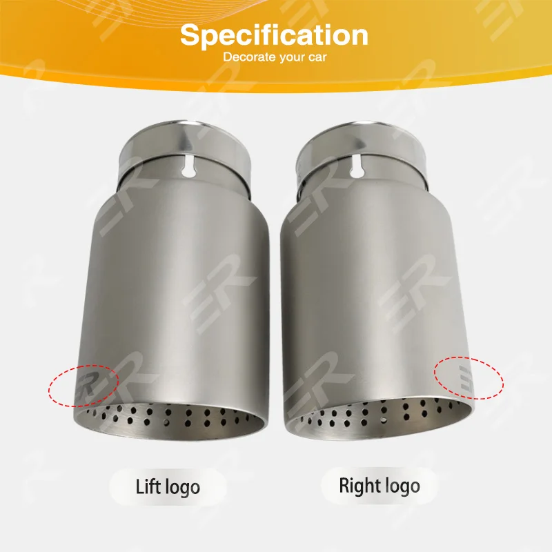 ER Exhaust Tips Matte Stainless Steel Car Exhaust Muffler Tips Tail pipe System tail Pipe Nozzle for muffler