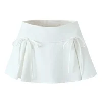 Balletcore Mini Skirt with Bow Low Rise Boxy Pleated Short Skirt Miniskirt Summer Y2K 90s Cute Outfit - Image 3