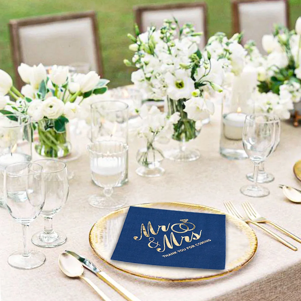 100PCS Mr&Mrs Wedding Paper Napkins Disposable 3-PLY 10inch disposable tableware paper napkins