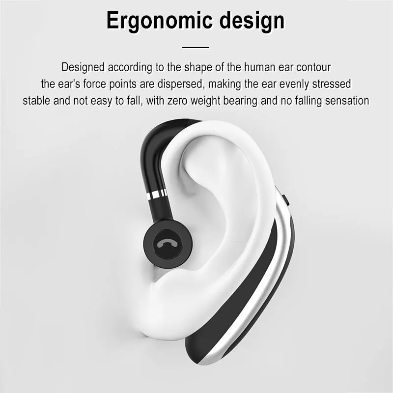 Wireless Single Ear-Hook Bluetooth Headset with HD Mic