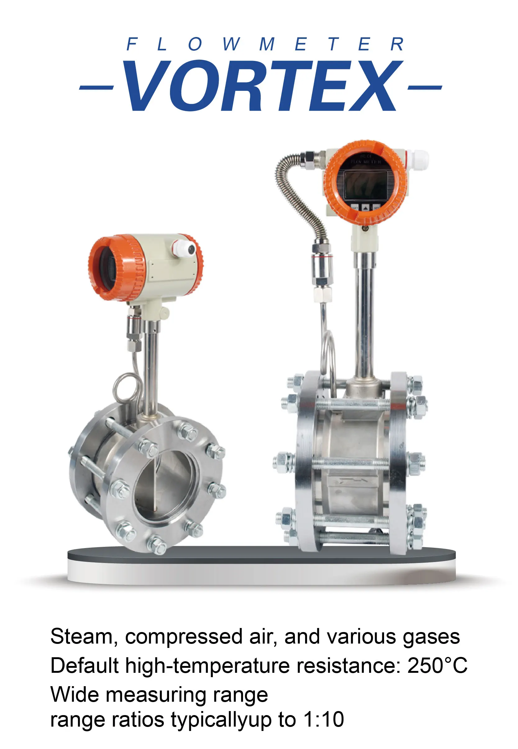 LUGB-XX Vortex Flow Meter Steam Hot Oil Flowmeter 304 Stainless Steel 24V 4-20mA