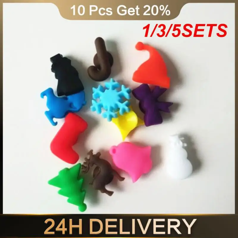 1/3/5SETS Silicone Wine Cup Suction Cup Label Christmas Party Identifier Wine Bottle Recognizer Marker Mark Sign