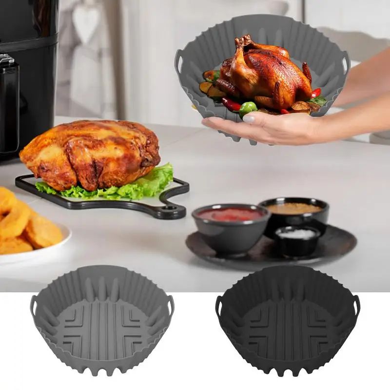 

Reusable Air Fryer Basket Liner Silicone Mold Oven Baking Tray Durable Air Fryer Liners Replacement Non Stick Heat Resistant Pot