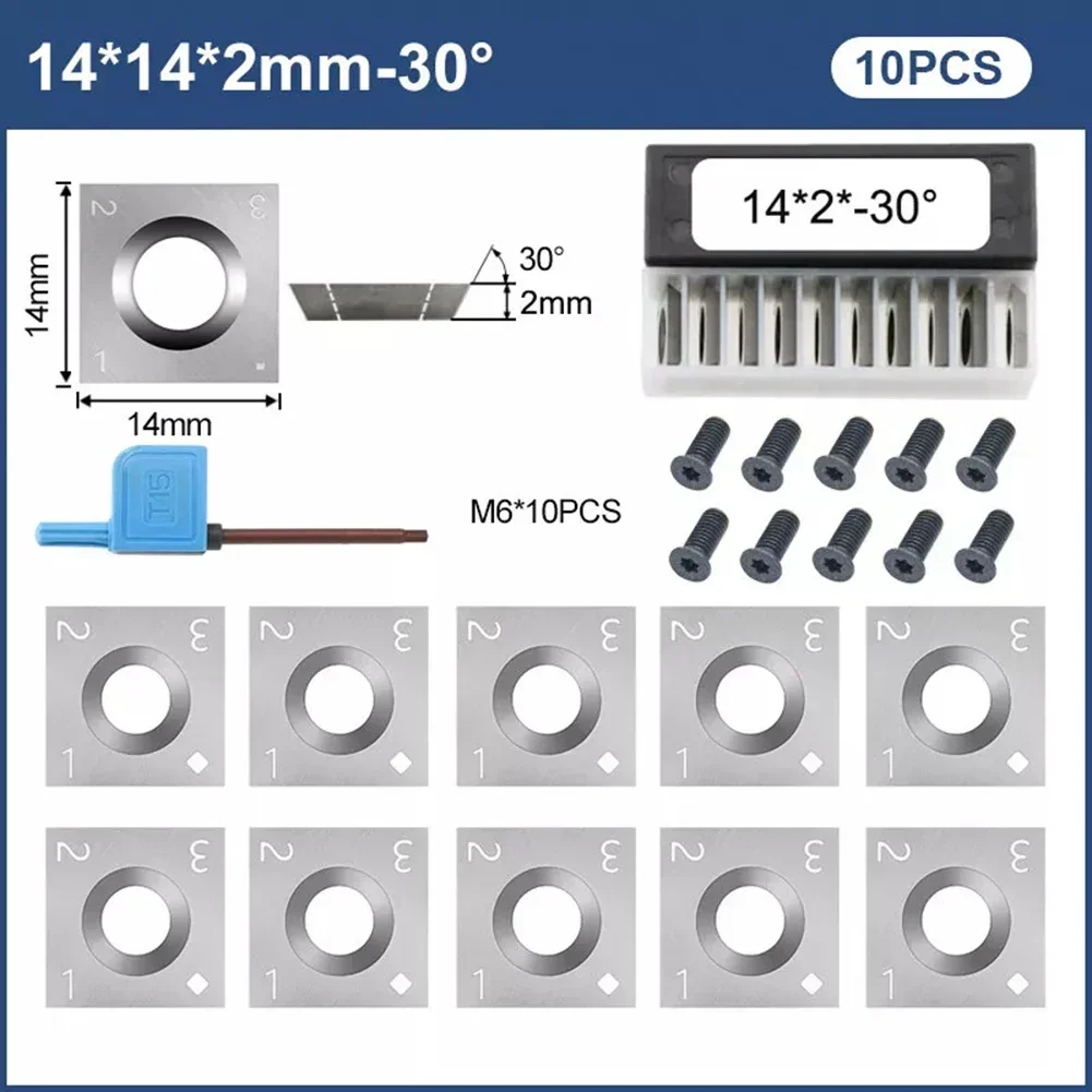21pcs 나사가있는 카바이드 블레이드 렌치 14mm 사각형 카바이드 인서트 커터 선반 밀링 머신 용 터닝 도구 플랫 플레너