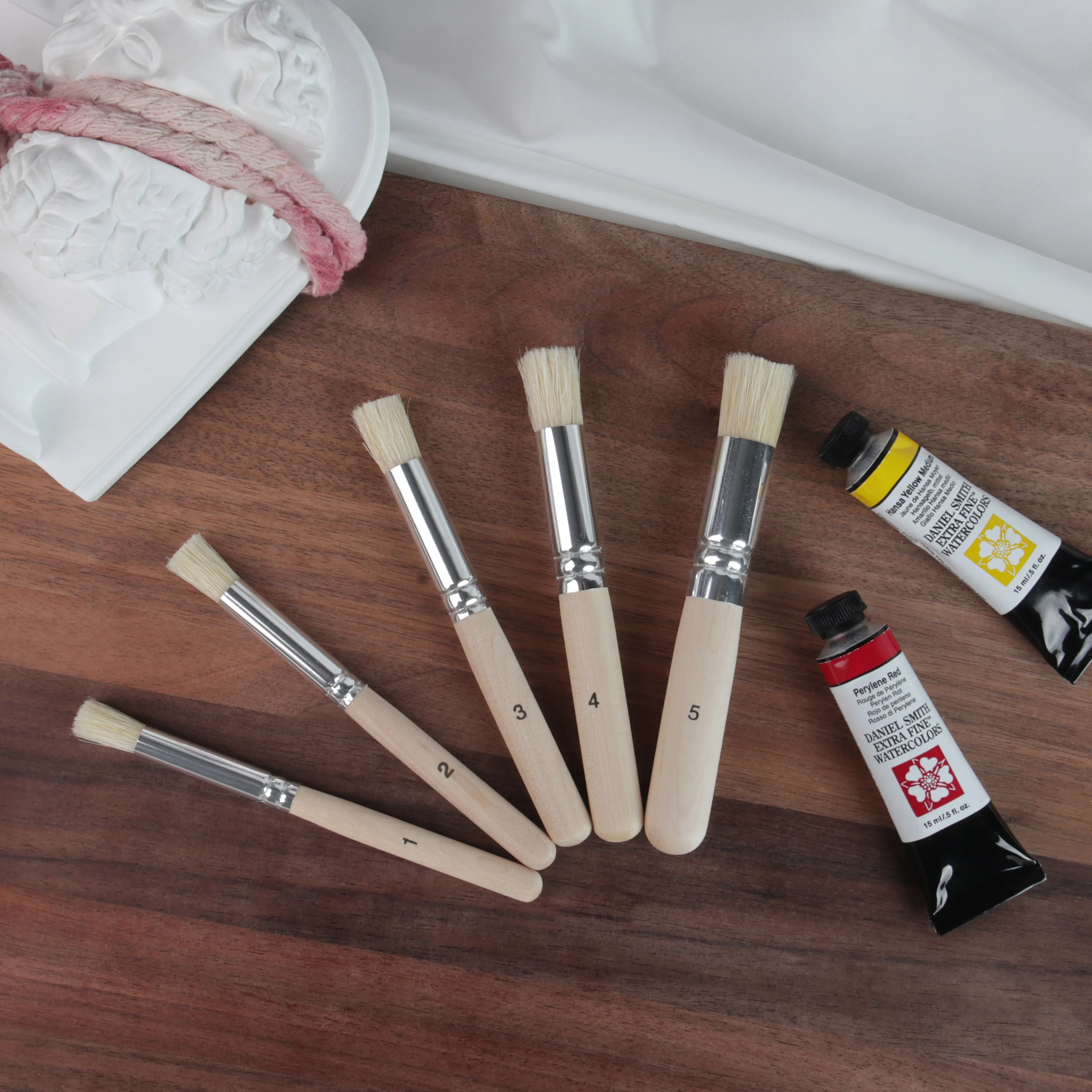 SeamiArt 5Pcs Bristle Paint Brushes Round Head Gouache Watercolor Oil Acrylic Painting Tools Brush Tip Pen for Art Supplies 3