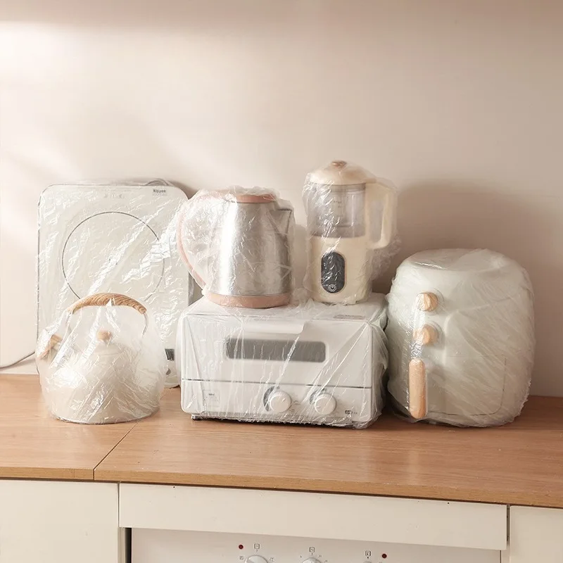 

20PC Transparent Oily Smoke Dust Cover Elastic Microwave Oven Pot Cover Breathable Storage Bag Kitchen Furniture Protective Film