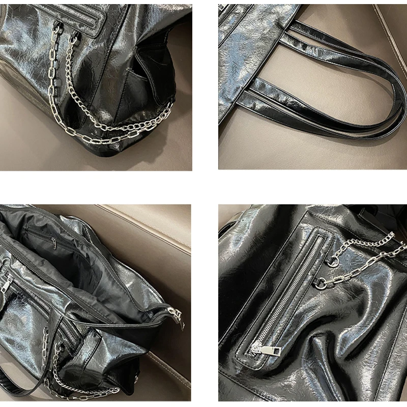 Big Women's Square Shoulder Tote Bag Magnetic Buckle Texture