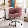 KKTONER Office Chair Velvet Desk Chair Swivel Armchair Cute Modern Fabric Home Office Desk Chairs with Wheels Adjustable Chair 5