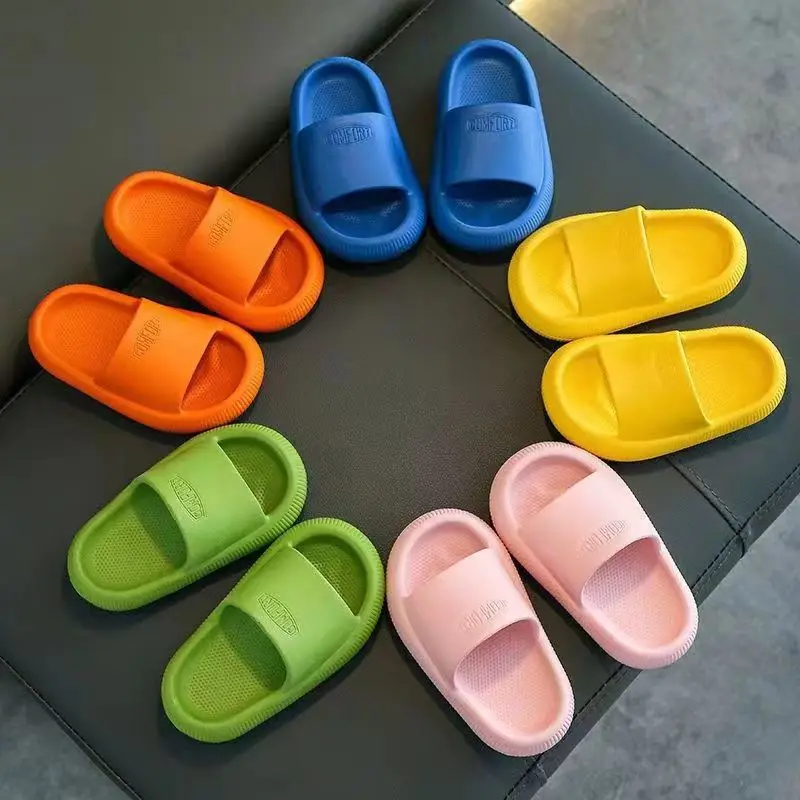 Children Bathroom Slippers Summer Solid Color Anti Slip Soft Sole Kid Slippers 4-10 Years Old Boys and Girls Cute Home Slippers Baby & Maternity