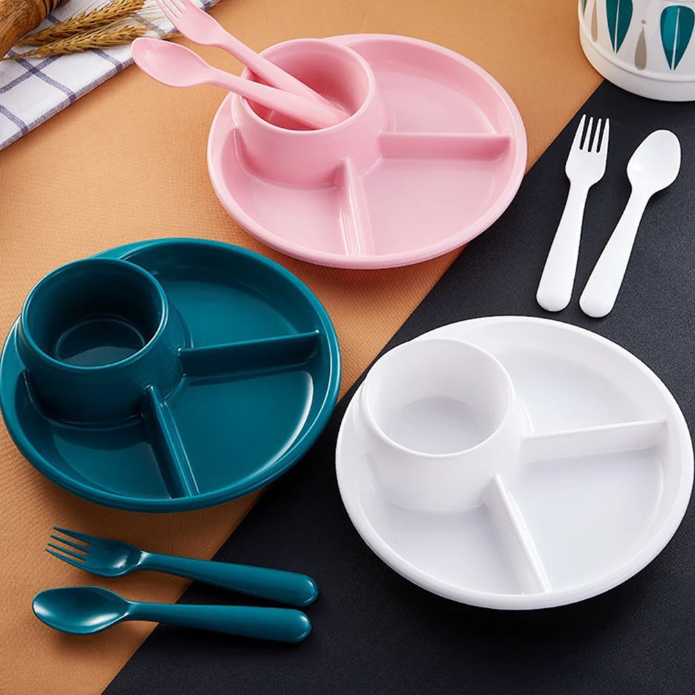 Dinner Plates Divided Table Plate Plates Slimming Meal Quantitative Plate For Household Plastic Three Grids For Children Adults
