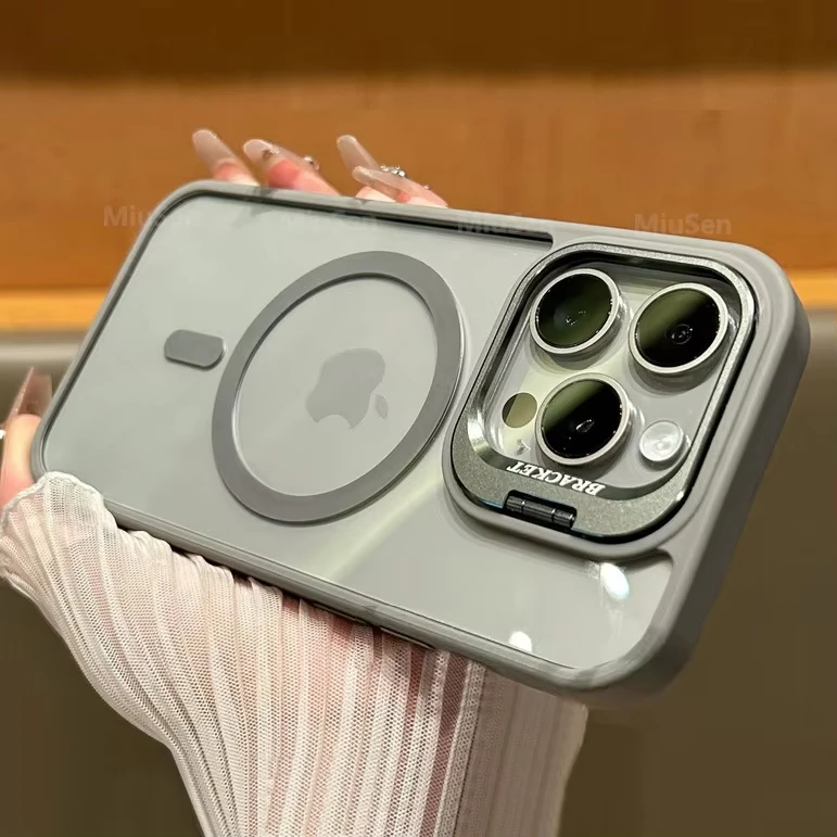 ตัวเลือกสินค้า เคสกันกระแทกแม่เหล็กสุดหรูสำหรับ iPhone พร้อมขาตั้งและฝาปิดเลนส์
