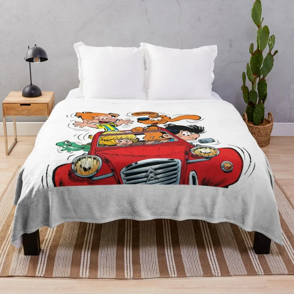 Boule Et Bill (Billy Et Copain) Dans La Voiture Classique Throw Coperta Divano Letto Coperte Extra Large