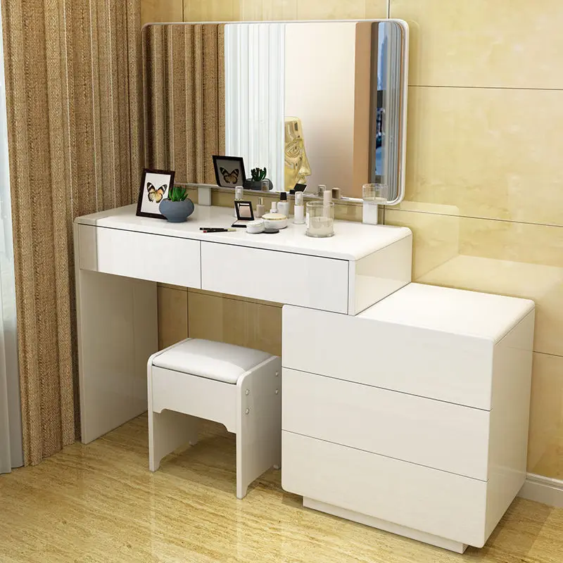 

comfortable Makeup Table Vanity Table with Drawers Mirrored Dresser Bedroom Modern dresser white bedroom luxury Furniture HY