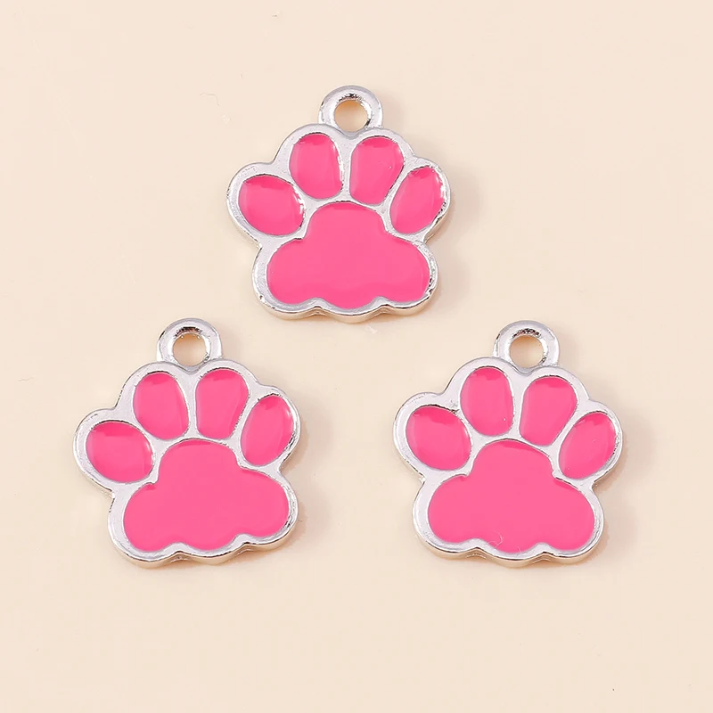 10 stücke 16*17mm 5 Farbe Hund Pfote Drucken Charms für Schmuck Machen Emaille Footprint Charms DIY Ohrringe anhänger Halsketten Erkenntnisse – Detail 9