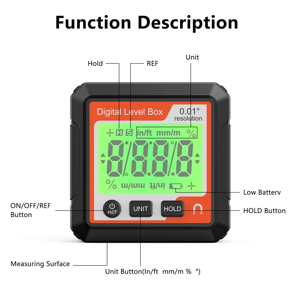 Digital Angle Protractor Level Gauge Magnetic 4 X 90 Degree