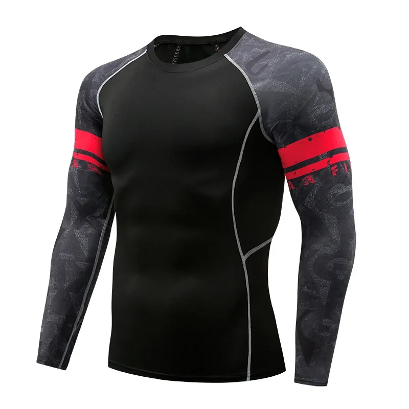 thumbnail image 4 of 2024pro Nueva camiseta de manga larga estampada para entrenamiento de baloncesto y carrera, transpirable, de secado rápido y ajustada para hombre, 4 of 5