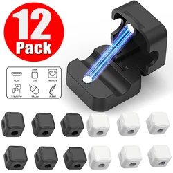 Magnetic Cable Clip Cord Holder - Adhesive Wire Organizer for Home, Office, and Car (Black-White 12pcs)