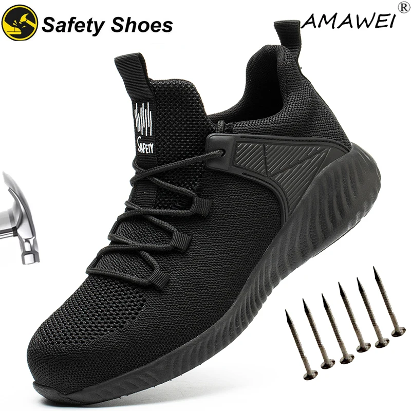 

AMAWEI Steel Toe Work Safety Shoes Men Women Work Sneakers Lightweight Indestructible Shoes Men Safety Shoes Boots Size36-48
