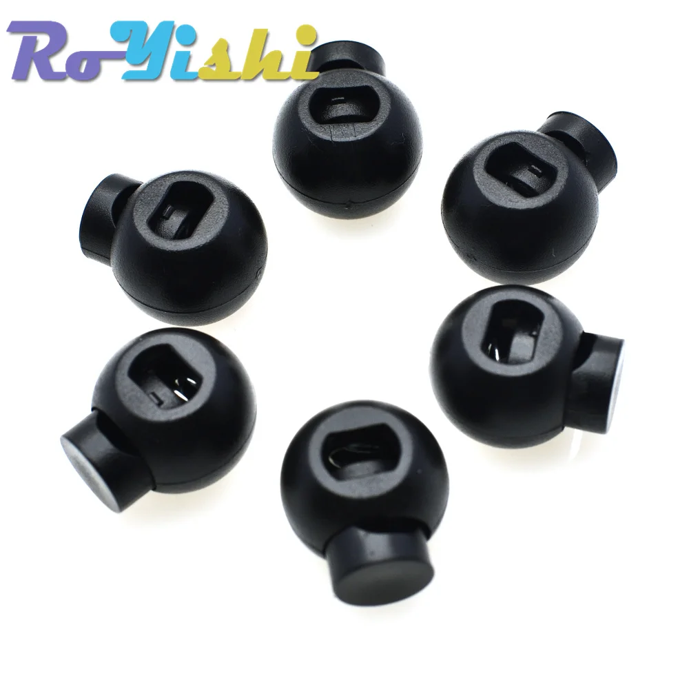 Detachable Stopper Cord Lock Stopper Cord Stopper Cord Lock Cord End Lock 10 Pcs/Pack Cord Lock Round Ball Toggle Stopper Plastic Size:17mm*14.5mm*12mm Toggle Clip Black